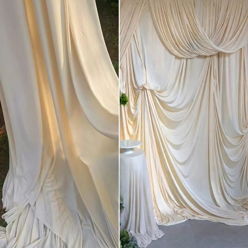 Curtain Curtain - Biała, kremowa tkanina z jedwabiu i