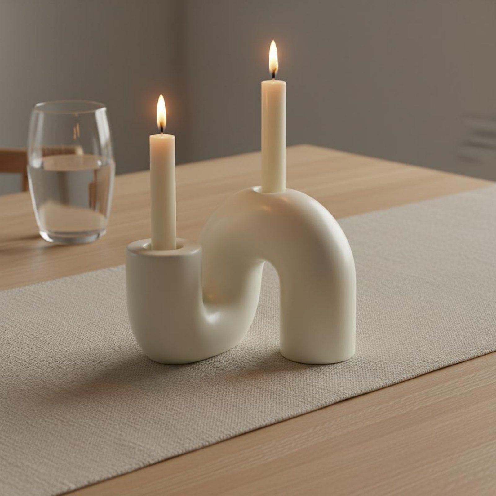 Candle Holder Decor - Falisty ceramiczny świecznik minimalistyczny, abstrakcyjny świecznik