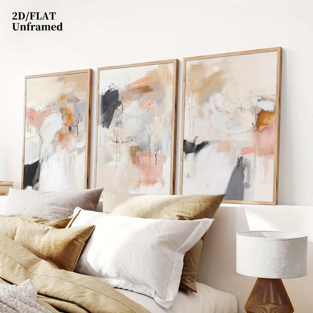 3 szt. Bezramowe, neutralne be – Abstract Canvas Set recenzja i cena