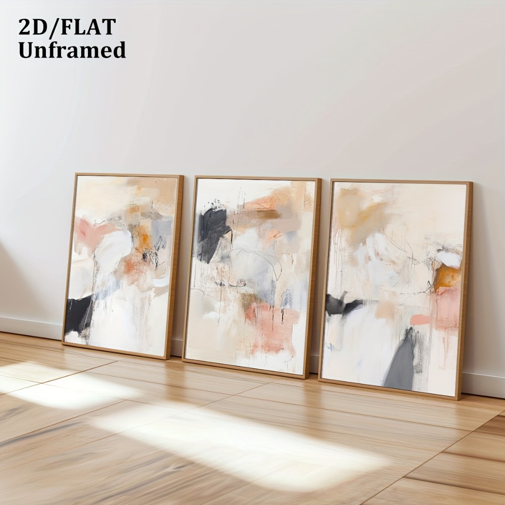 3 szt. Bezramowe, neutralne be – Abstract Canvas Set recenzja i cena