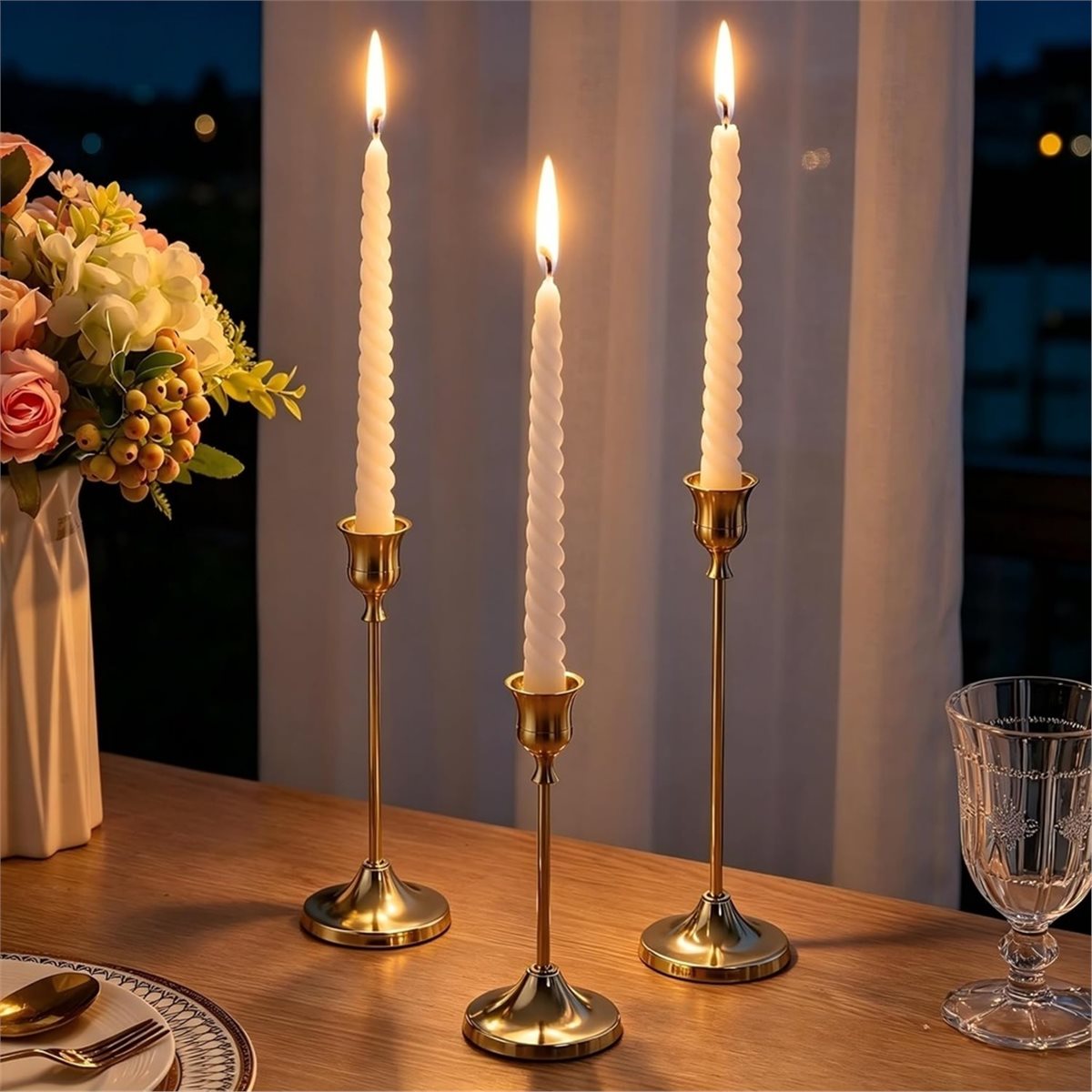 12 sztuk złotych świeczników,  – Candle Holder Decor recenzja i cena